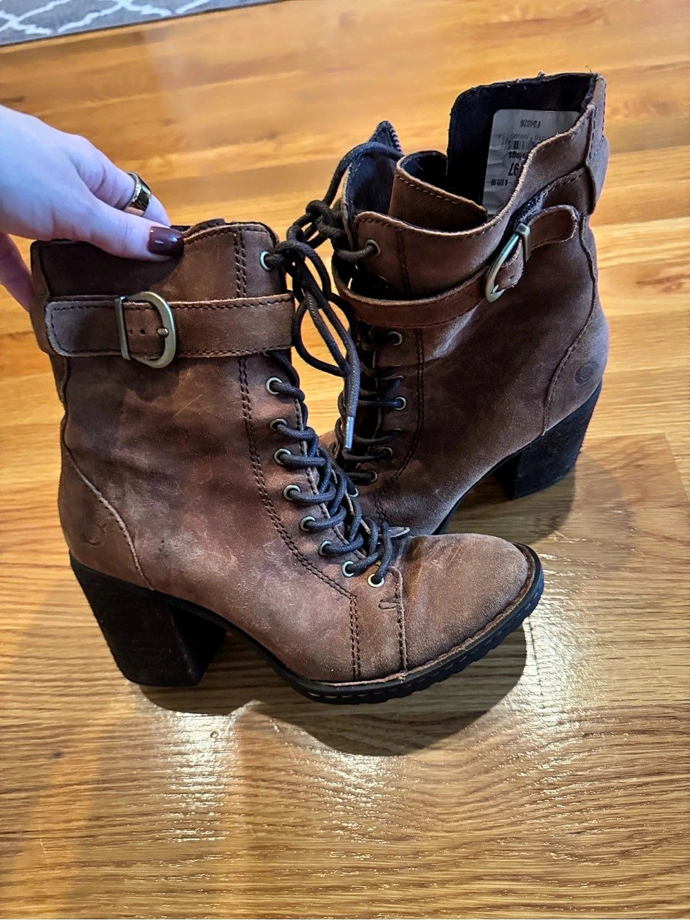 Frye Brown Lace-Up Heeled Ankle Boots